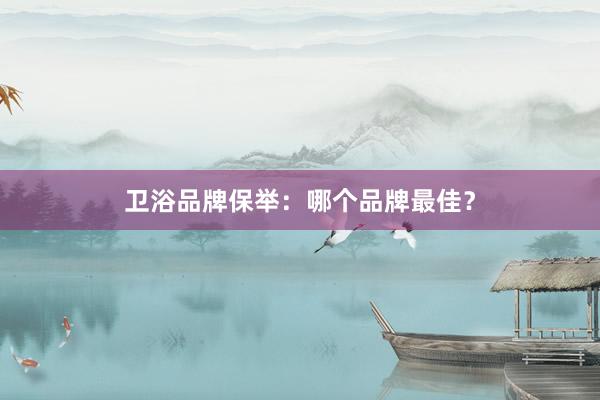 卫浴品牌保举：哪个品牌最佳？